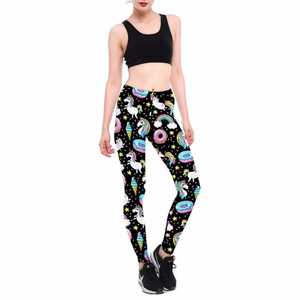 Conjunto de Yoga para Mujer con Estampado de Unicornio, Top Corto Deportivo, Leggings de Cintura Alta, Spandex y Poliéster con Elasticidad en Cuatro Direcciones - Product Image 6