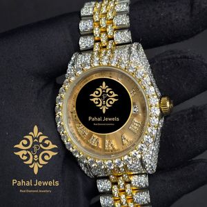 นาฬิกาเพชรหรู Pahal Jewels ตัวเรือนสแตนเลสสตีล 40 มม. ระบบอนาล็อก กลไกอัตโนมัติ (ออโต้) หน้าปัดคริสตัลแซฟไฟร์ ประดับโมอิสซาไนต์ - Product Image 2