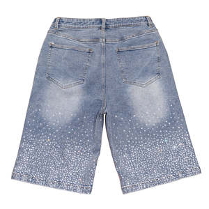 Shorts en jean pour hommes, style streetwear, vintage, avec strass, vente en gros, fabrication sur mesure - Product Image 2