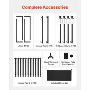 Supporti a barra per tavolo, regolabili da 13'-42" di altezza e 28'-98" di lunghezza, 2 pezzi, per arco da tavolo, arco per palloncini da matrimonio - Product Image 6