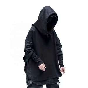 Sweat à capuche streetwear techwear unisexe, style tactique cyberpunk darkwear, noir, coupe oversize, gothique, urbain, automne, décontracté - Product Image 2
