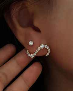 Multiple Wearing Styles Dainty Moissanite Round Cut Stud Wavy <b>Earrings</b> Gold Plated with 925 Sterling Silver Jewelry for Lovers - Product Image 6