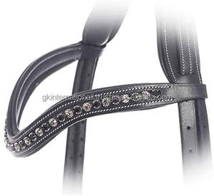 Bandes de sourcils en cuir, bandes de sourcils de bride, cristaux noirs et blancs, meilleure qualité, toutes tailles - Product Image 3