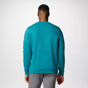 Sweat-shirt en molleton à col rond pour homme, couleur turquoise, coupe classique, manches longues, couleur unie, pull décontracté, poche, tricot en coton, hiver - Product Image 4