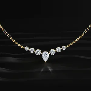 Pendentif en or avec diamant solitaire de laboratoire certifié IGI, couleur D-E, taille tailleuse, clarté VVS-VS, pour fiançailles, mariage, style indien, Mangalsutra - Product Image 1