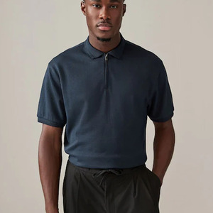 Camiseta de Algodón 100% para Hombre, Diseño Moderno, Superventas, con Cierre de Cremallera, Estampado Floral, Talla Grande, Color Sólido, Calidad Premium - Product Image 1