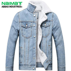 Blouson en jean d'hiver pour homme, doublé polaire Sherpa, chaud et épais en coton, style décontracté, coupe ajustée, vêtement de mode - Product Image 1