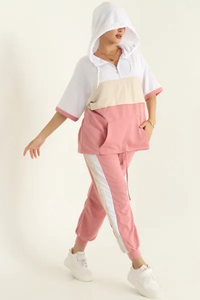 Chándal Deportivo 2 en 1 para Mujer, Ecológico, Ligero, de Poliéster/Algodón, con Capucha, Estampado, Sólido, Manga Larga, Cierre con Cordón - Product Image 6