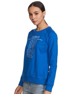 <span class=keywords><strong>Felpa</strong></span> Blu da <span class=keywords><strong>Donna</strong></span> con Collo Tondo, 100% Cotone, Logo Stampato sul Davanti <span class=keywords><strong>Los</strong></span> <span class=keywords><strong>Angeles</strong></span> 1992, Vestibilità Regolare, Abbigliamento Casual Autunnale - Product Image 3