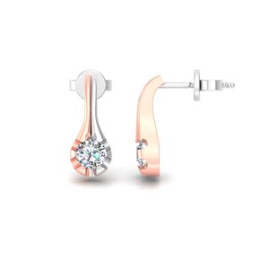 Pendientes de Oro Sólido de 10k, 14k, 18k con Diamante Cultivado en Laboratorio de Corte Redondo, Diseño Minimalista, para Regalo, Fiesta, Aniversario y Uso Diario - Product Image 2