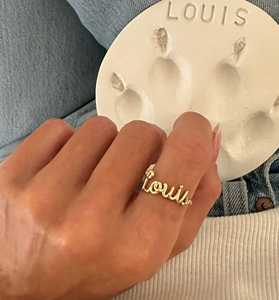 Anillos Apilables con Letras Personalizadas, Nombre en Escritura Personalizada, Joyería Fina Minimalista de Lujo para Uso Diario, Oro Sólido de 14k y 18k, Precio de Fábrica - Product Image 5