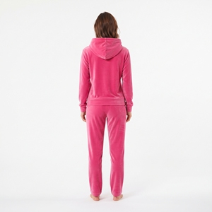 Conjunto de Salón de Terciopelo para Mujer, Sudadera con Capucha de Forro Polar Rosa y Pantalones, Chándal Casual de Dos Piezas de Color Liso para Invierno - Product Image 2