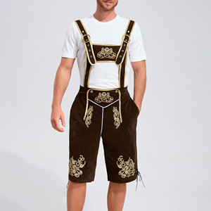 Shorts en cuir véritable bavarois vintage pour homme, shorts décontractés, costume traditionnel allemand pour l'Oktoberfest - Product Image 3