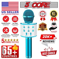 Micrófono Inalámbrico para Karaoke WM SPK BLU de 5 Núcleos con Altavoz Incorporado, Micrófono Bluetooth Portátil 3 en 1
