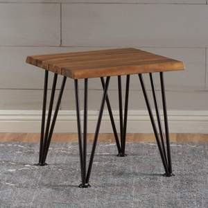 Mesa Auxiliar de Hierro con Tapa de Madera de Estilo Refinado que Mejora la Comodidad y la Armonía Visual en las Áreas de Estar - Product Image 1