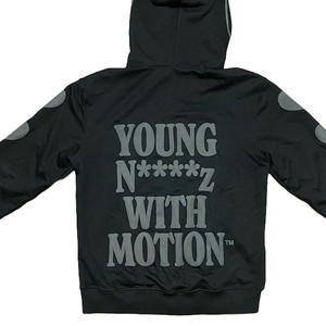 Sweat à capuche zippé Tech Club pour homme, coupe oversize, noir et gris, motif cœur, streetwear, respirant, tricoté, style automne - Product Image 6