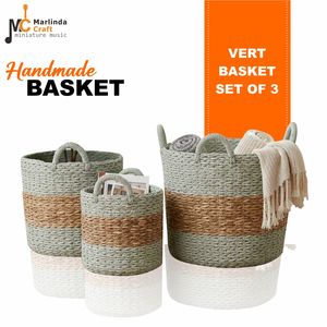 Ensemble de 3 paniers HORZ en écorce de bananier, artisanat - Product Image 1