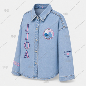 เสื้อแจ็คเก็ตยีนส์ปักลายตามสั่งสำหรับผู้หญิงจากบริษัทกรีกแจ็คแอนด์จิล ออฟ อเมริกา อิงค์ ขายส่ง เสื้อผ้าสำหรับองค์กร - Product Image 2