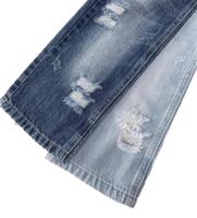 Lot de stock non élastique de haute qualité chaîne transparente flammée tissu denim lourd pour petit ami pantalon homme jeans ou femmes jeans