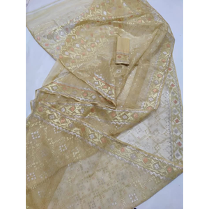 Sari Jamdani traditionnel en coton du Bangladesh pour femme, coupe classique, infroissable, anti-humidité, séchage rapide, protection solaire, idéal pour les fêtes - Product Image 2
