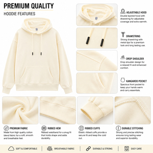 เสื้อฮู้ดผู้ชาย สีพื้น มีกระเป๋า ทรงโอเวอร์ไซส์ สวมใส่สบายๆ สำหรับฤดูใบไม้ร่วง ผ้าฝ้าย 100% เฟรนช์เทอร์รี่ ถัก ปักลาย ตัดเย็บพิเศษ - Product Image 5