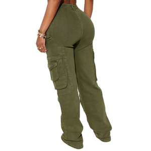 Pantalones Cargo de Lona Gruesa Ecológica de Cintura Alta para Mujer, Talla Personalizada, Diseño Transpirable de Secado Rápido, Uso Diario FITME - Product Image 2
