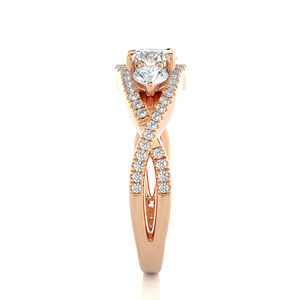 Bague de fiançailles classique unisexe AMBER JEWELS T-1203 en or massif 18 carats avec trois pierres naturelles, plaqué rhodium, taille brillant, sertie à griffes - Product Image 3