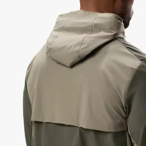 Chaqueta con Capucha y Cremallera para Hombre, Color Verde Oliva, Manga Larga, Resistente al Viento, Informal, Color Sólido, Peso Medio, Poliéster, Corte Regular, para Otoño - Product Image 2