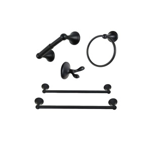 Ensemble d'accessoires de salle de bain classiques au design unique, 5 pièces, avec barre porte-serviettes de 18 et 24 pouces, finition nickel satiné, disponible à la vente - Product Image 3