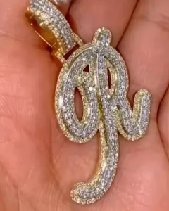 Custom Iced Letter R <b>Pendant</b> Hip Hop <b>Pendant</b> Iced Out 925 <b>Silver</b> <b>Pendant</b> VVS Moissanite Name Letter <b>Initial</b> <b>Pendant</b> For Men's - Product Image 6