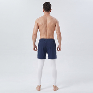 Wholesale Men's Sportswear 2 in 1 Pants Double Layer Yoga Drawstring Waist Shorts Side <b>Pockets</b> Men <b>Workout</b> Wear Inner <b>Leggings</b> - Product Image 2