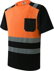 เสื้อเชิ้ตทำงานนิรภัยแบบมองเห็นได้ชัดเจนสำหรับผู้ชาย พิมพ์ลายโลโก้ตามสั่ง ผลิตจากโพลีเอสเตอร์ 100% ป้องกันรังสียูวี ป้องกันไฟฟ้าสถิตย์ กันน้ำ ได้รับการรับรองมาตรฐาน CE รับผลิตแบบ OEM - Product Image 2