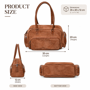 Brown Suede Fashion <b>Women</b> <b>Saddle</b> <b>Bag</b> Portable Zipper Shoulder Handbag <b>for</b> Daily Commuting Travel & Party Use - Product Image 5