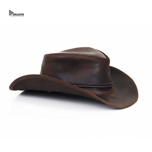 Sombrero de Vaquero de Cuero Relevo, Nuevo y Elegante, Hecho a Medida, con Correa Ajustable, Unisex, Color Sólido, para Exteriores, de Ala Ancha para Adultos - Product Image 5
