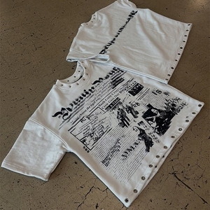 Nouvelle mode 2026 : T-shirt vintage respirant à manches courtes avec strass, style décontracté, vêtement de marque tendance - Product Image 4