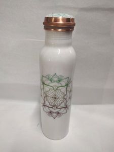 Ensemble de bouteille et gobelet en cuivre imprimé, design Meena, vaisselle en cuivre pur pour la maison, le bureau, le bien-être, la santé ayurvédique - Product Image 2