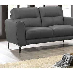 Set Divano 2 Pezzi in Pelle Pieno Fiore Grigio Antracite, Arredamento Contemporaneo per Soggiorno con Divano e Divanetto Interamente in Pelle - Product Image 6