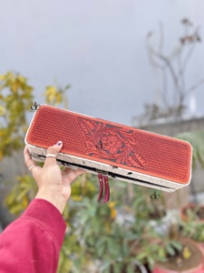Hot Sale Hand Tooled Leather Heat Resistant Curling Iron <b>Case</b> Western Hair On Hide Perfect Organizer for Hair Tools - Product Image 1