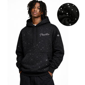 Sudadera con Capucha para Hombre, Estilo Urbano, con Pedrería, de Algodón Grueso y Felpa, Talla Grande, con Logotipo Personalizado, Proveedor OEM - Product Image 1