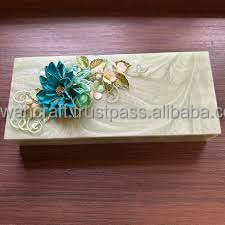 Servilletero en forma de rectángulo ecológico moderno Bellamente resina pulida en textura de mármol azul cielo Forma cuadrada - Product Image 4