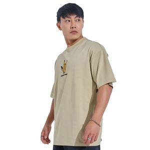 T-shirt à col rond et épaules tombantes en jersey respirant 100 % coton, sur mesure, vente en gros pour fabricants de vêtements, pour hommes, grandes tailles, devant - Product Image 2