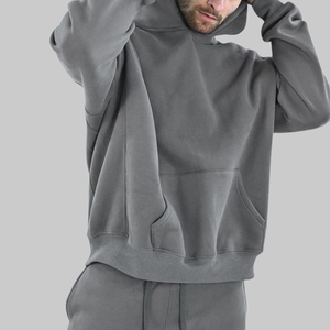 Wholesale High Quality 100% Cotton 400gsm Heavyweight Wholesale Blank Custom Fleece Pullover Oversized Men's Hoodies - Product Image 5