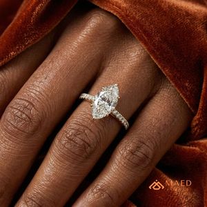 Marquise Cut Moissanite Pave <b>Ring</b> Gold Engagement <b>Ring</b> for Women Elegant Bridal Jewelry Gift - Product Image 5