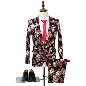 Costume Homme Grande Taille Respirant Coupe Slim 2 Pièces Brodé Sur Mesure Simple Boutonnage Plissé Devant pour Affaires et Mariages – Vente en Gros - Product Image 1
