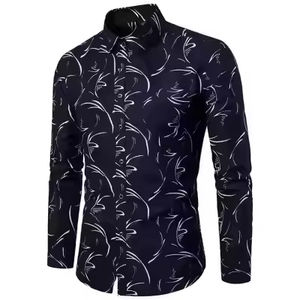 Camisa de Satén con Estampado Floral para Hombre, Manga Larga, Informal, de Algodón, Cuello con Botones, Transpirable, Antiarrugas, Moda Otoño - Product Image 5