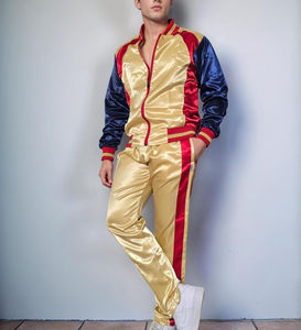 Survêtement en satin brillant personnalisé avec bandes latérales, ensemble de jogging sportif deux pièces pour homme et femme, idéal pour les tenues décontractées - Product Image 3