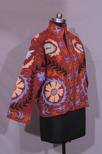 Handmade Floral Embroidered Suzani TNT Fabric <b>Jacket</b> – Handcrafted Statement coat for wedding ,party and festive wear. - Product Image 5