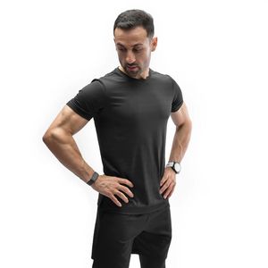 Men's <b>Black</b> Slim Fit Crew Neck Short Sleeve T Shirt, <b>Plain</b> Basic Tee for Everyday Streetwear and Casual Wear - Product Image 1