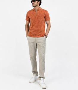 Men's <b>Orange</b> Solid Color Short Sleeve Knitted <b>Polo</b> <b>Shirt</b> Breathable Casual Style Regular Length - Product Image 1