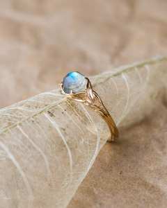 Bague de fiançailles en argent sterling 925 plaqué or 14 carats, motif branche de labradorite Tika, bijou naturel, pierre précieuse bleu-vert IGI - Product Image 5